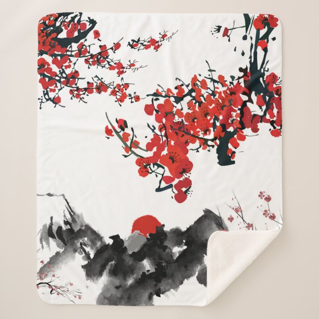 Japanese landscape Sherpa Blanket (Front)