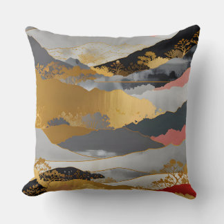 Japanese Landscape Throw Pillow