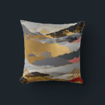 Japanese Landscape Throw Pillow<br><div class="desc">A serene Japanese-inspired landscape featuring layered mountains and trees,  accented with shimmering gold details. This elegant composition blends traditional aesthetics with modern abstraction.</div>