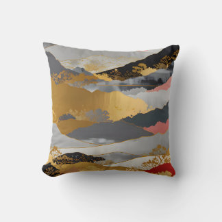 Japanese Landscape Throw Pillow