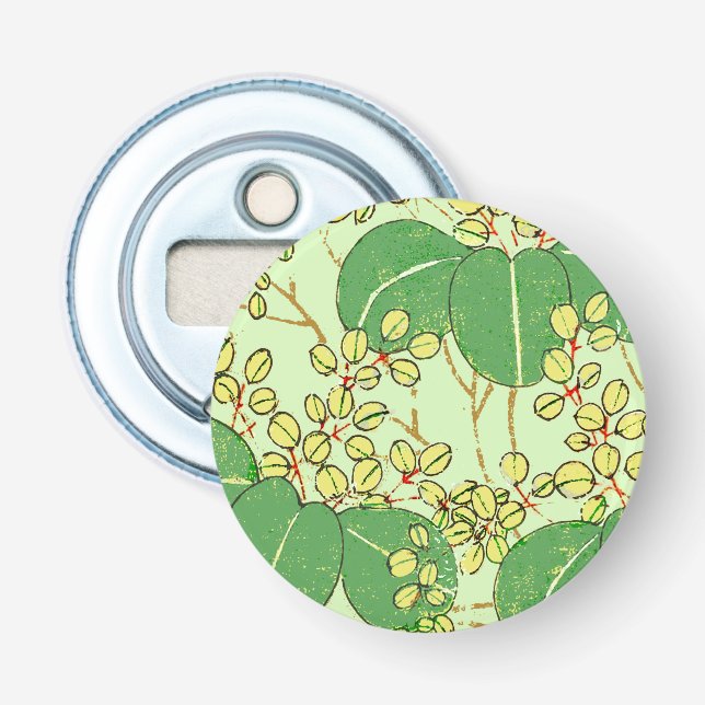 Japanese Leaf Floral Botanical Art Pattern Bottle Opener (Front)