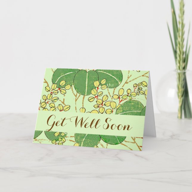 Japanese Leaf Floral Botanical Art Pattern Card (Front)