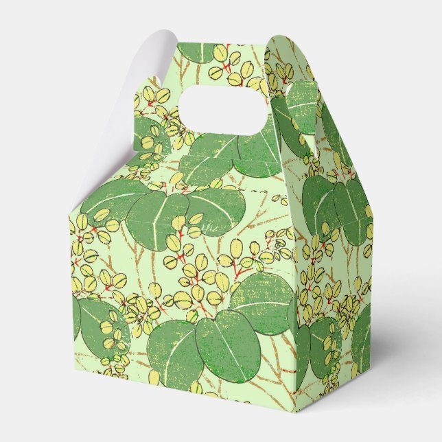 Japanese Leaf Floral Botanical Art Pattern Favor Box (Front Side)