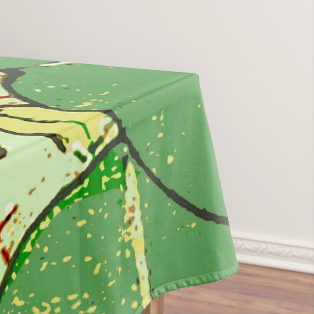 Japanese Leaf Floral Botanical Art Pattern Tablecloth (In Situ)