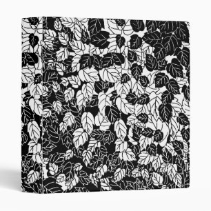 Japanese Leaf Print, Black and White Binder