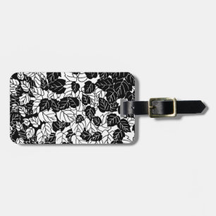 Japanese Leaf Print, Black and White Luggage Tag