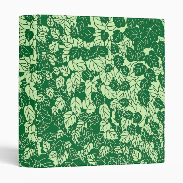 Japanese Leaf Print, Emerald and Lime Green Binder (Front/Spine)