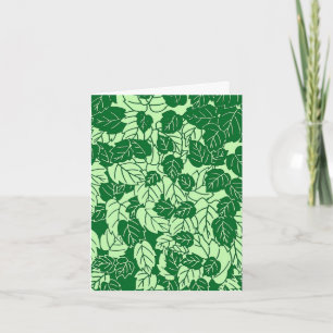 Japanese Leaf Print, Emerald and Lime Green Card