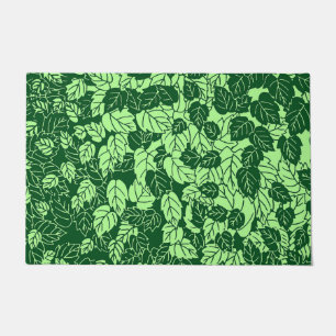 Japanese Leaf Print, Emerald and Lime Green Doormat