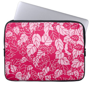 Japanese Leaf Print, Fuchsia and Light Pink Laptop Sleeve