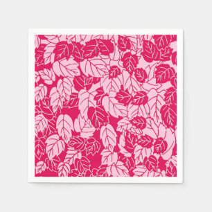 Japanese Leaf Print, Fuchsia and Light Pink Napkin