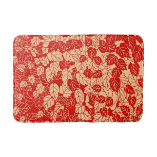 Japanese Leaf Print, Mandarin Orange Bath Mat