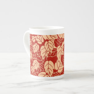 Japanese Leaf Print, Mandarin Orange Bone China Mug