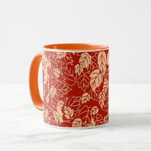 Japanese Leaf Print, Mandarin Orange Mug