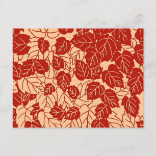 Japanese Leaf Print, Mandarin Orange Postcard