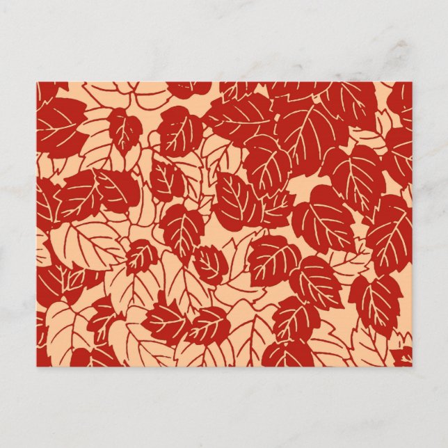 Japanese Leaf Print, Mandarin Orange Postcard (Front)