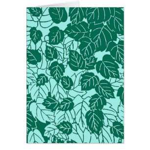 Japanese Leaf Print, Turquoise and Aqua