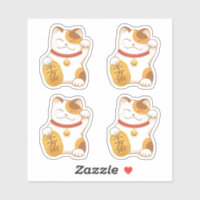 Japanese Lucky Calico Cat, Maneki Neko, Set of 4