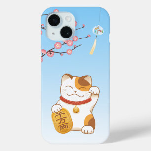 Japanese Lucky Cat, Calico Maneki Neko iPhone 15 Case