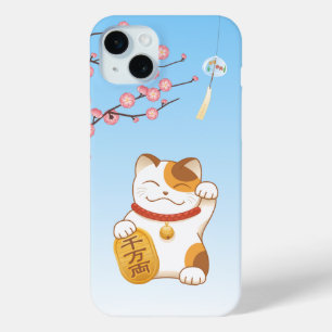 Japanese Lucky Cat, Calico Maneki Neko iPhone 15 Mini Case