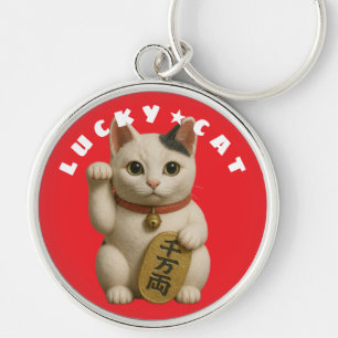 Japanese Lucky Cat Charm Keychain