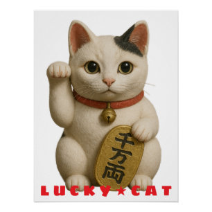 Japanese Lucky Cat Charm Poster