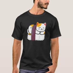 Japanese Lucky Cat Maneki Neko Feng Shui 招き猫 Sushi T-Shirt