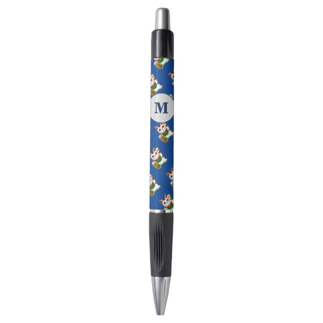 Japanese Lucky Cat Monogram Pen (Front Vertical)