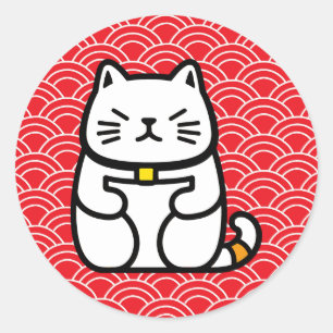 Japanese Lucky Cat or Maneki-Neko Classic Round Sticker