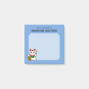 Japanese Lucky Cat Personalized Post-it Notes