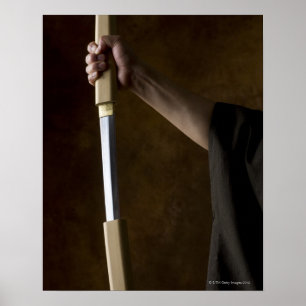 Japanese man holding sword 2 poster