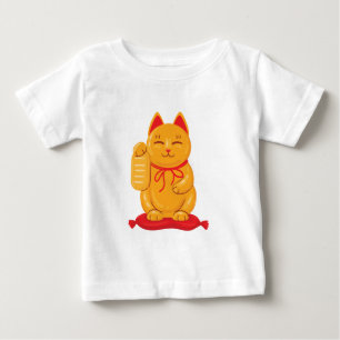 Japanese Maneki Neko Gold Cat, Symbol of Wealth Baby T-Shirt
