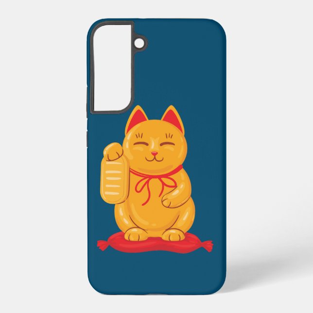 Japanese Maneki Neko Gold Cat, Symbol of Wealth Samsung Galaxy S22+ Case (Back)