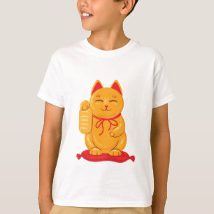 Japanese Maneki Neko Gold Cat, Symbol of Wealth T-Shirt