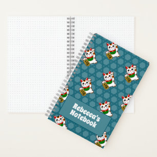 Japanese Maneki Neko Lucky Cat Pattern Notebook