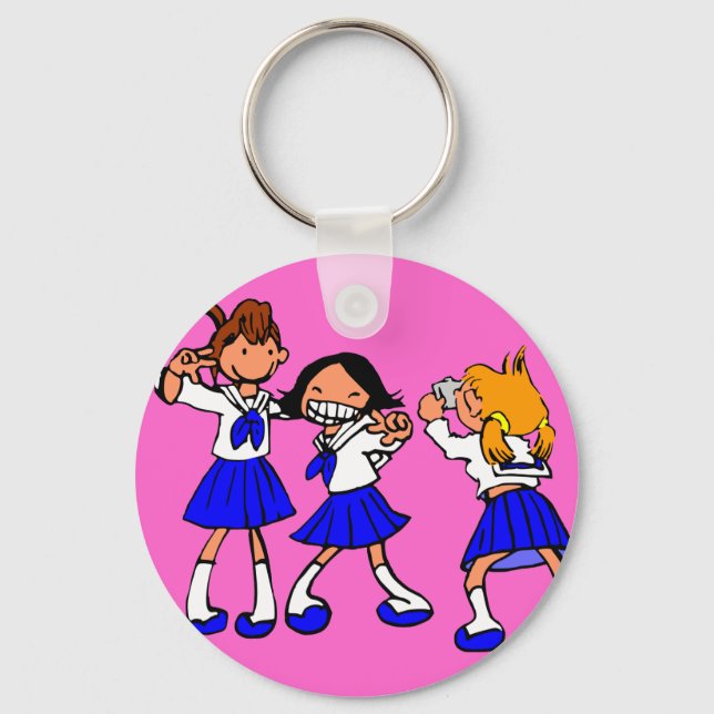 Japanese MANGA high-school girls Keychain (Front)