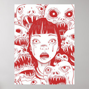 Japanese Manga Style Asian Girl Illustration Poste Poster