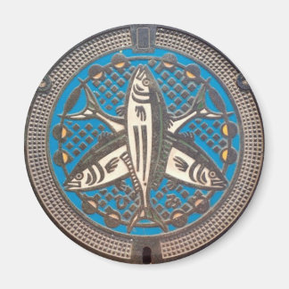 Japanese Manhole Cover Arts -Himi Yellowtail Magnet