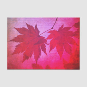 Japanese maple  leaf and script fall pink red tissue paper