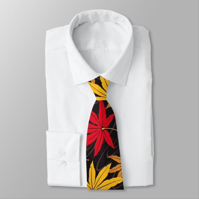 JAPANESE MAPLE LEAF (BLACK) TIE (Tied)