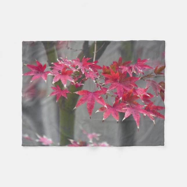 Japanese Maple Leaves Fleece Blanket (Front (Horizontal))