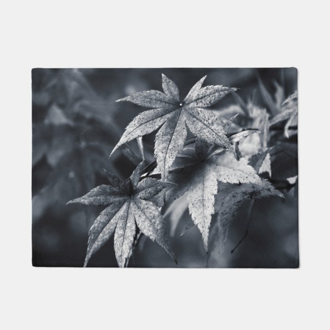 Japanese Maple Leaves in Deep Blue Doormat (Front)