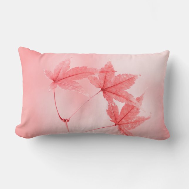 Japanese Maple Leaves in Red Lumbar Pillow (Front)