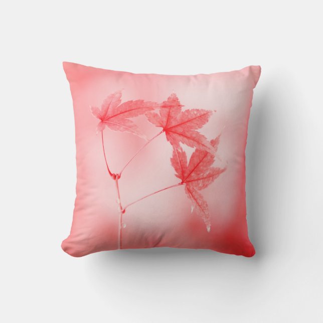 Japanese Maple Leaves in Red Throw Pillow (Front)