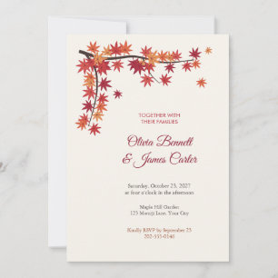 Japanese Maple Red Leaves Autumn Wedding Invitation