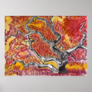 Japanese Maple Tree Drawing Poster