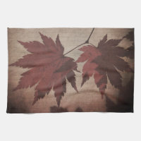 Japanese maple tree leaves and script fall