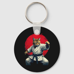 Japanese Martial Art Judo Karate Cat For Men Women Keychain