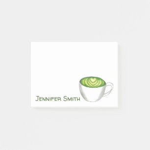 Japanese Matcha Green Tea Latte Drink Personalized Post-it Notes