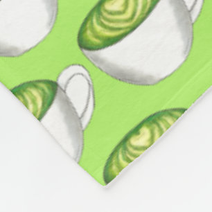 Japanese Matcha Green Tea Latte Teacup Foodie Fleece Blanket